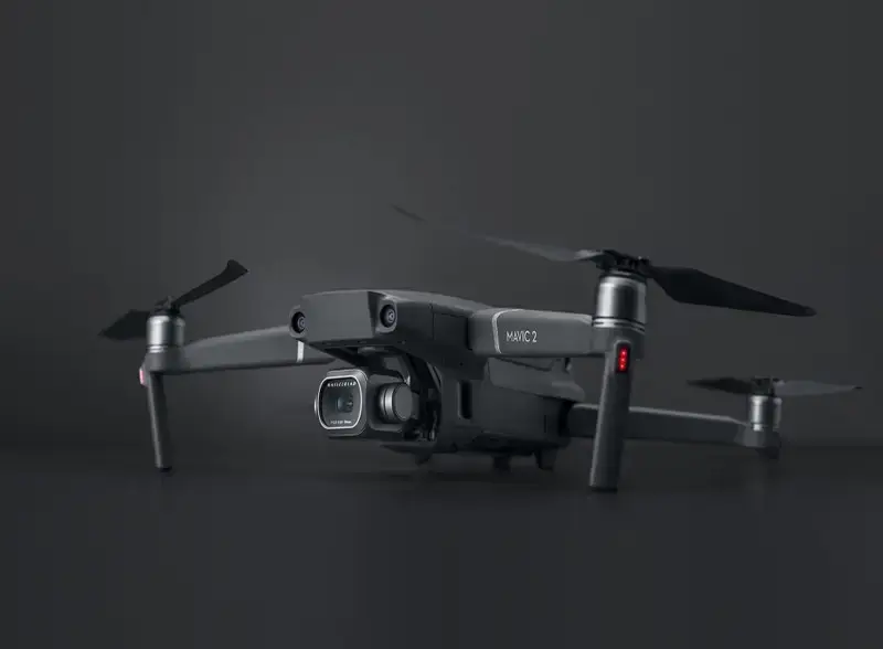 The dji mavic pro is shown on a black background.